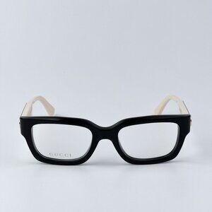 Gucci GG1666O 005 BRAND NEW Eyeglasses Black Ivory Women Square
